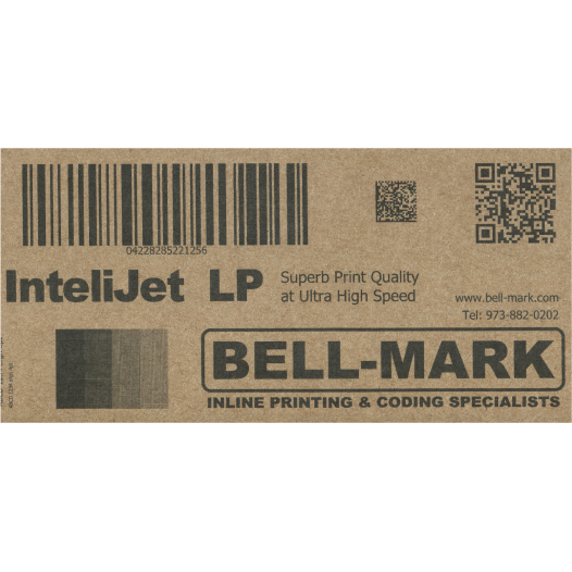 InteliJet LP print sample on Kraft corrugate