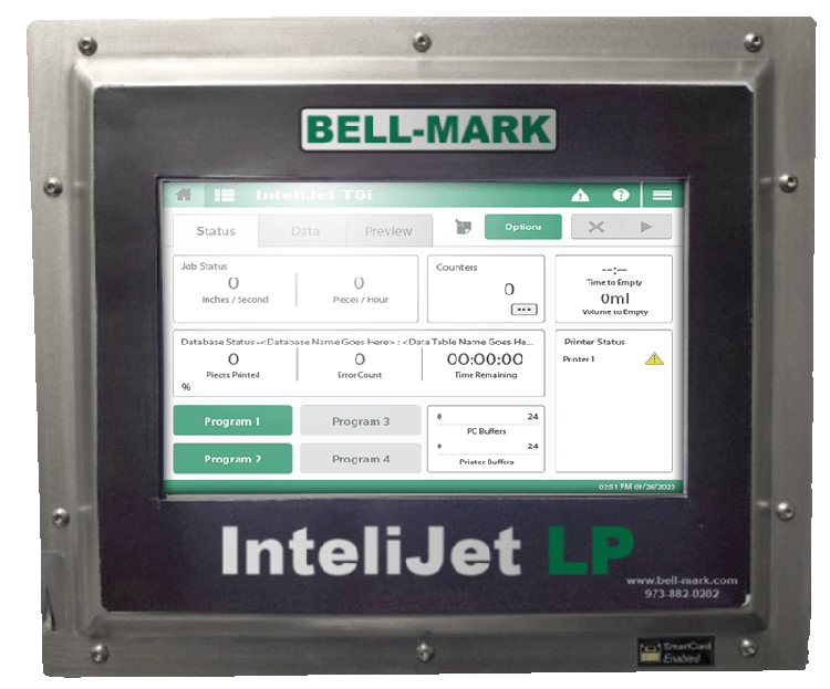 InteliJet LP HMI touch-screen