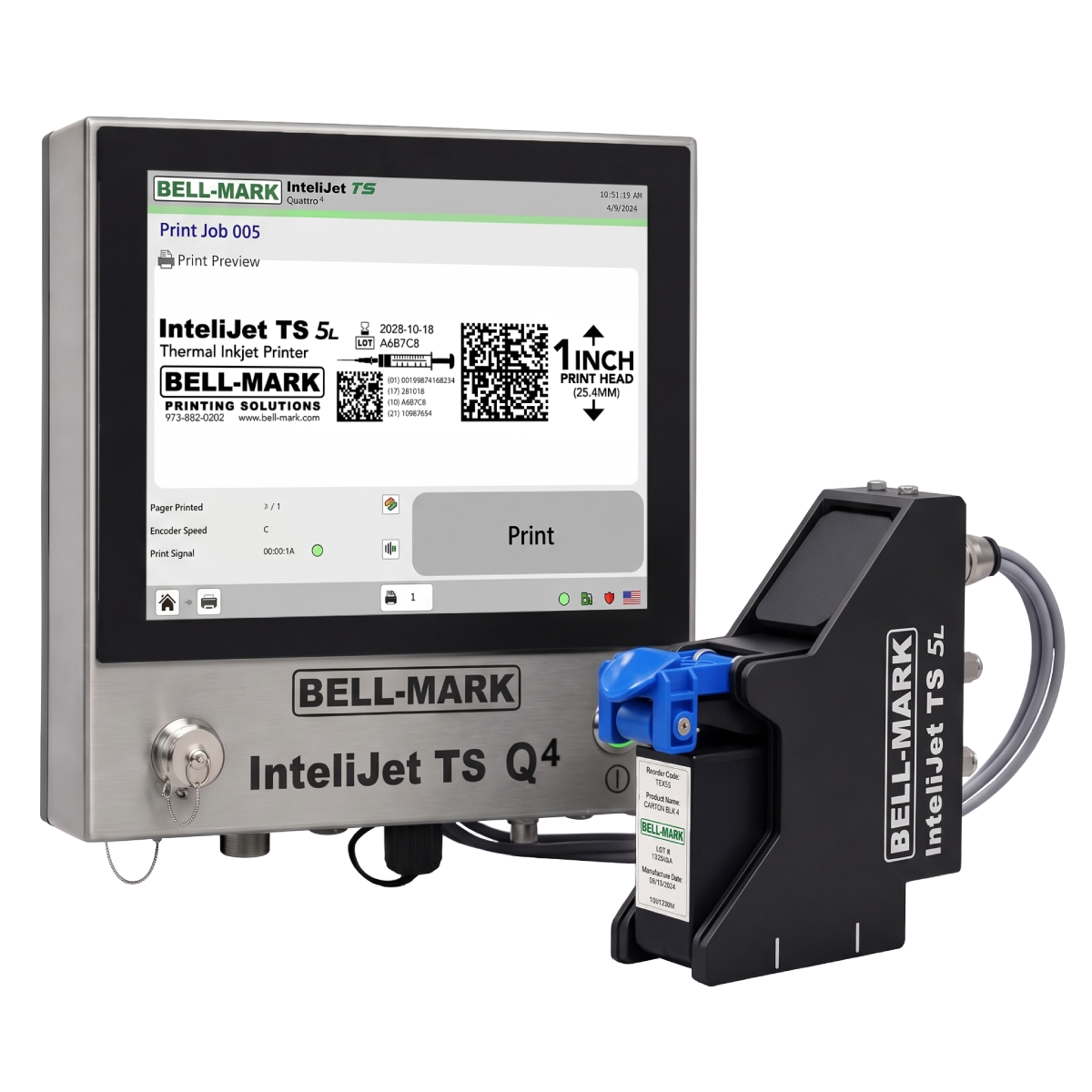 InteliJet TS 5L one inch print head with cartridge installed